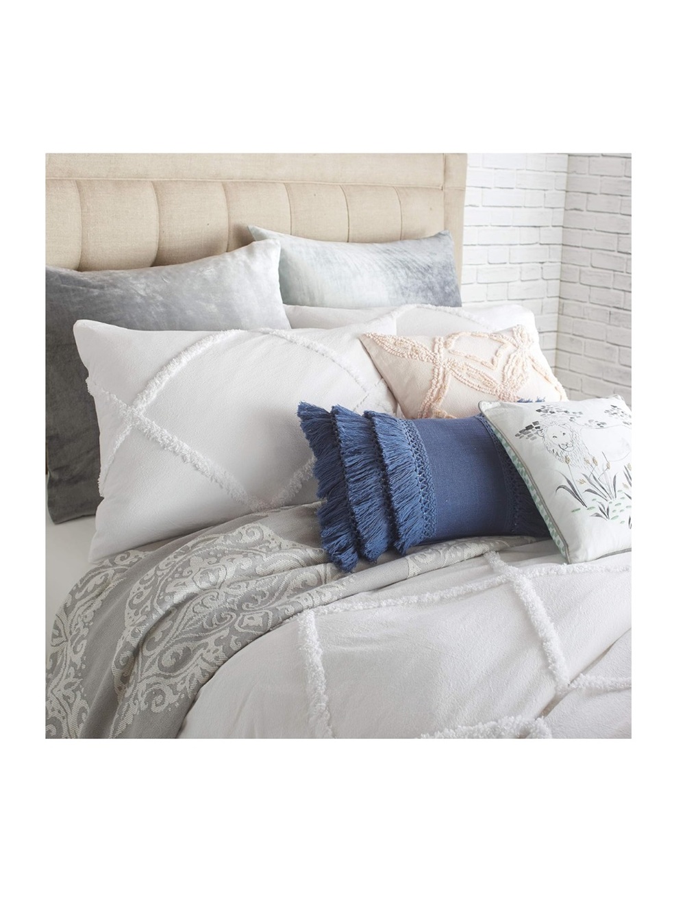 Lattice 100% Cotton Solid Pillow Sham Standard Size 20x26 WHITE (1-Count)